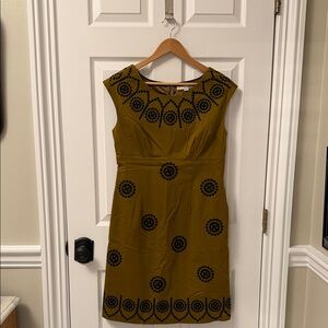 Boden Brown Midi Dress with Black Patterns
